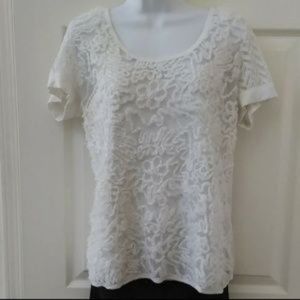 Karen Kane White Lace Overlay Top Size XL